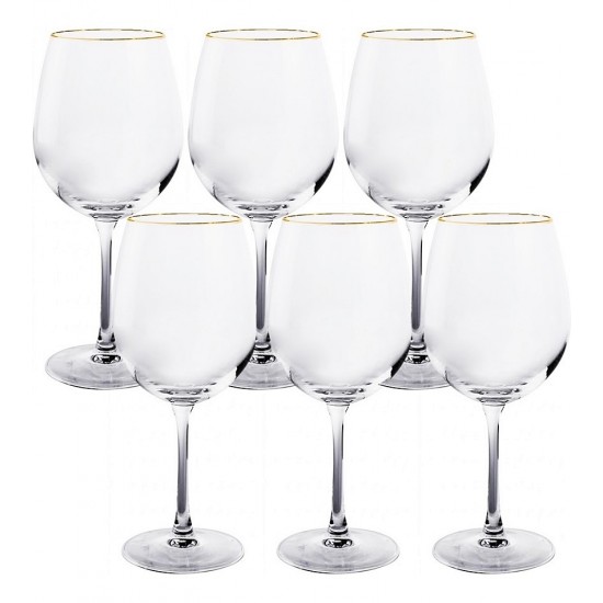 Jogo De 6 Taças 600ml  Galáxia Borda Dourada Hauskraft Transparente